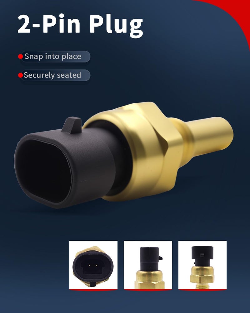 VEHICODE Engine Coolant Temperature Sensor, ECT Water Temp Sensor Compatible with Chevrolet Chevy Silverado Suburban Equinox Tahoe Malibu Camaro Corvette, GMC Sierra Yukon Terrain, w/Connector - Image 4